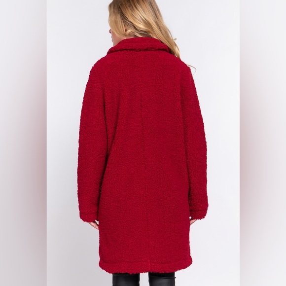 NWT! Farrah Faux Fur Teddy Peacoat Coat in Red Sizes S, M, L, Available - Picture 3 of 5